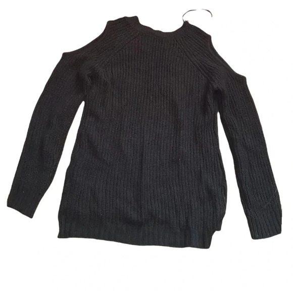 Lily Morgan black cold shoulder ribbed long sleeve sweater Sz M - Picture 1 of 6